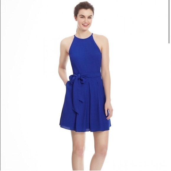 Draper James Mary Grace Halter Dress Size 8 Cobalt Blue MISSING BELT - Picture 1 of 9
